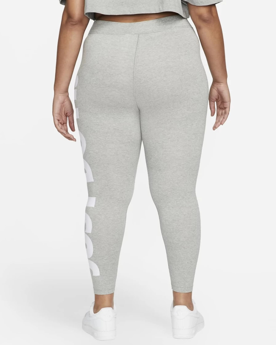 Nike Women's Plus Size High-Waisted Graphic Leggings - Dark Grey Heather/White, Sportswear Essential