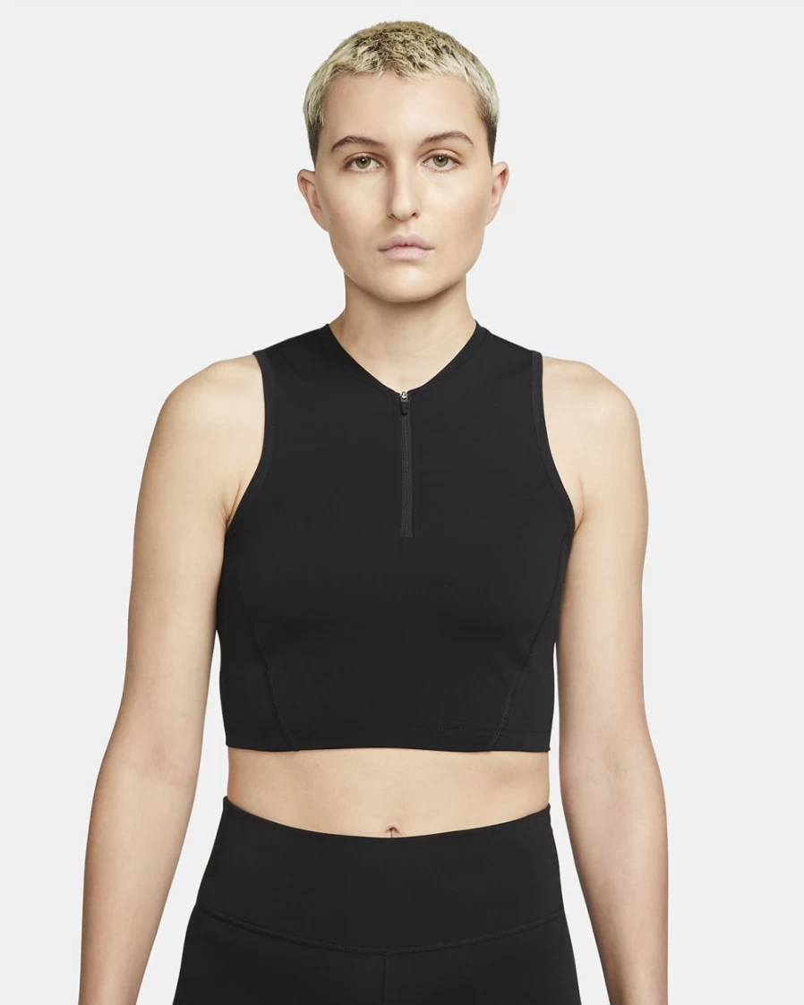 Nike Women's Pro Dri-FIT Black & White Cropped Fitness Tank Top