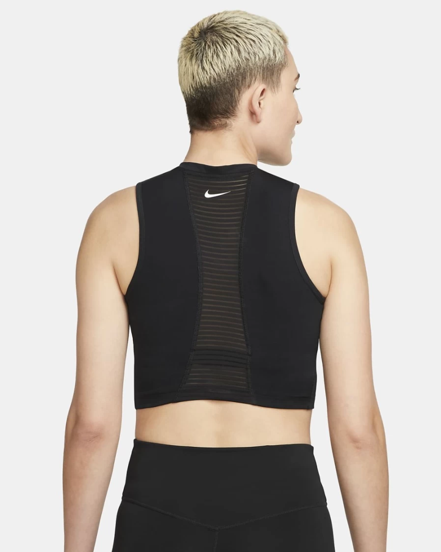 Nike Women's Pro Dri-FIT Black & White Cropped Fitness Tank Top