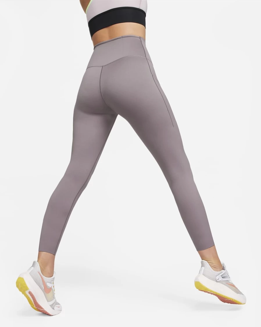 Nike Go Women's High-Waisted 7/8 Leggings with Pockets - Firm Support, Purple Smoke/Black