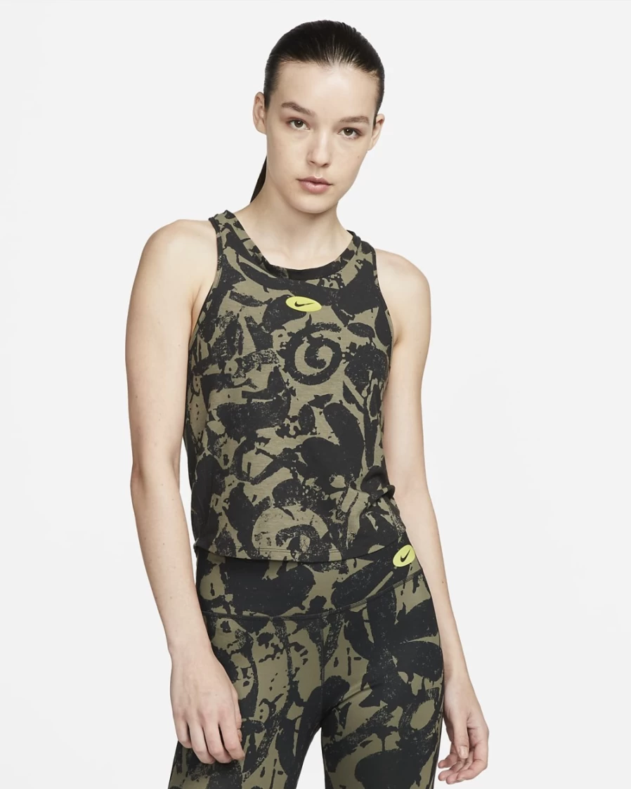 Nike Dri-FIT One Luxe Icon Clash Women's Training Tank - Black/Atomic Green Fitness Top for Women