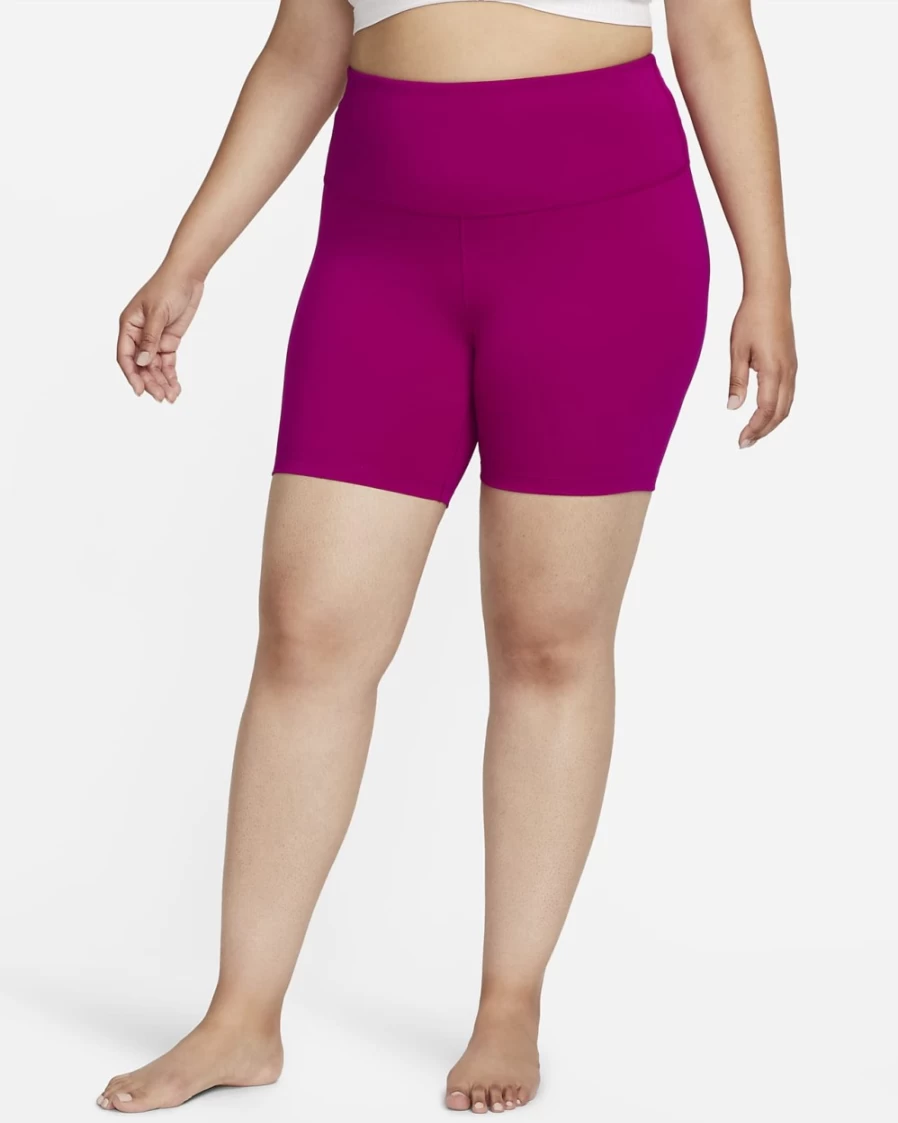 Nike Women's High-Waisted 7" Yoga Shorts - Plus Size in Dynamic Berry/Iron Grey