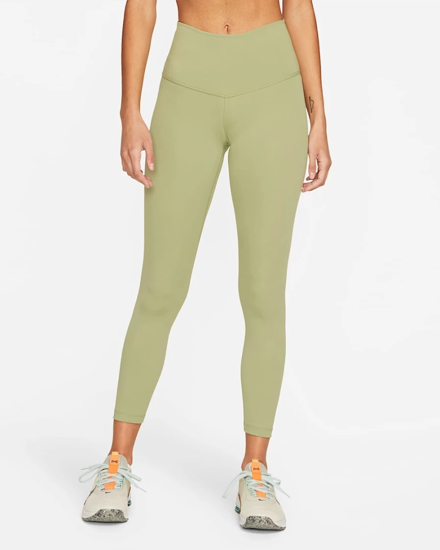 Nike Women's High-Waisted 7/8 Yoga Leggings in Oil Green & Iron Grey
