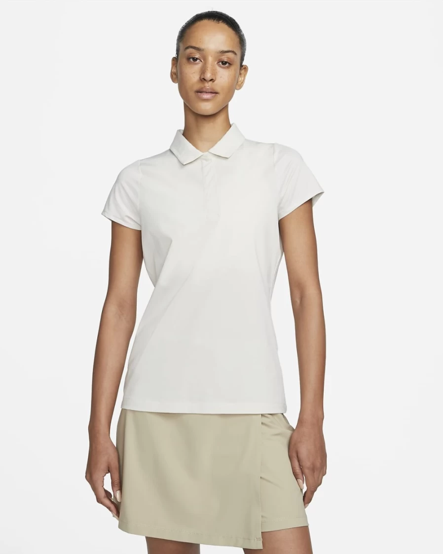Nike Dri-FIT Women's Light Orewood Brown/Black Golf Polo Shirt – Moisture-Wicking & Breathable