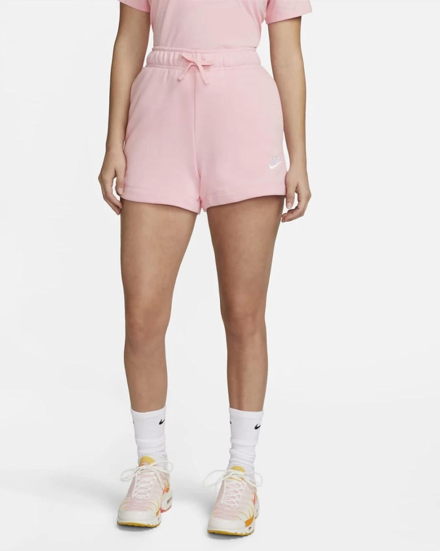 Nike Women's Medium Soft Pink/White Club Fleece Mid-Rise Sweatshorts | Sportswear Casual Shorts