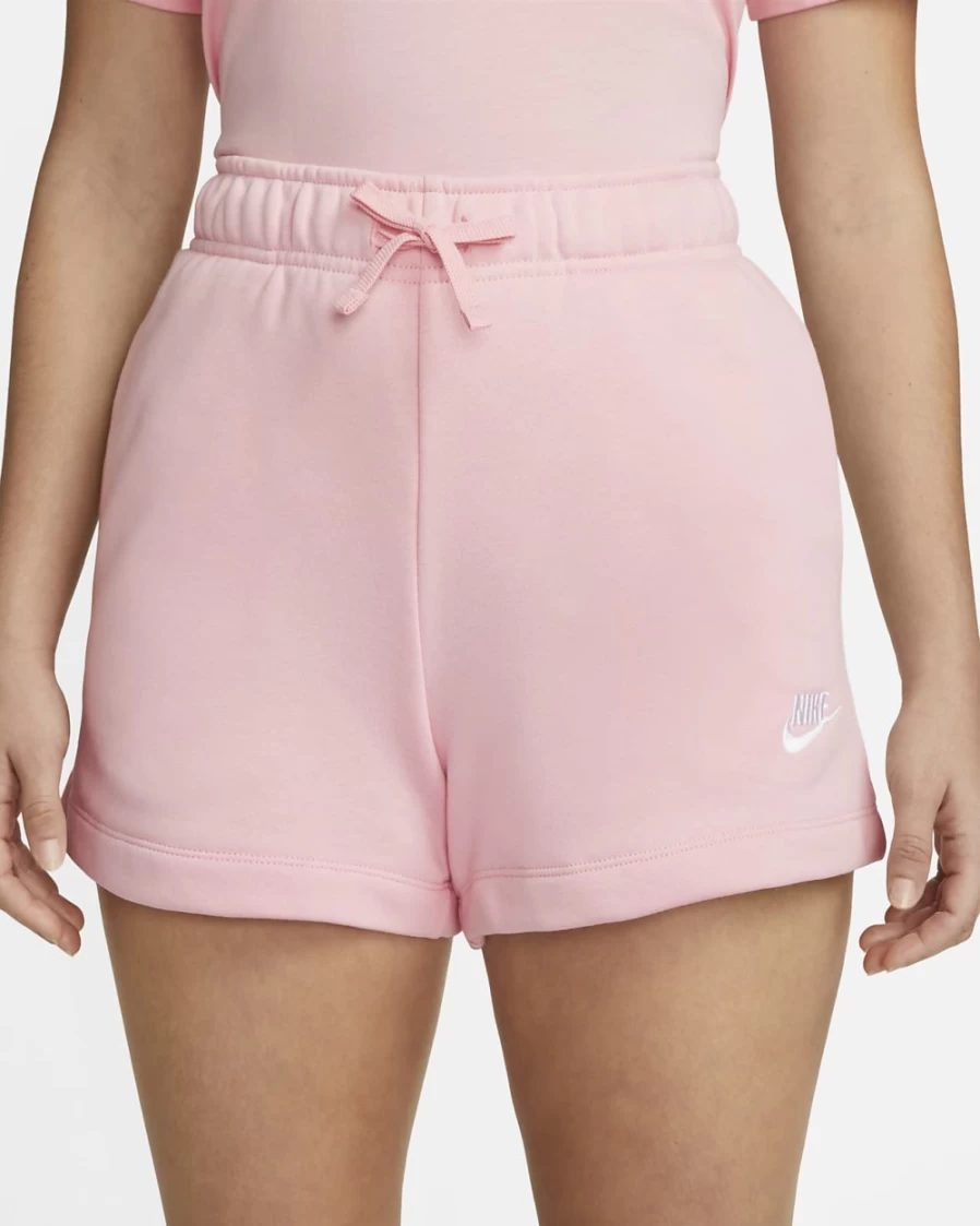 Nike Women's Medium Soft Pink/White Club Fleece Mid-Rise Sweatshorts | Sportswear Casual Shorts