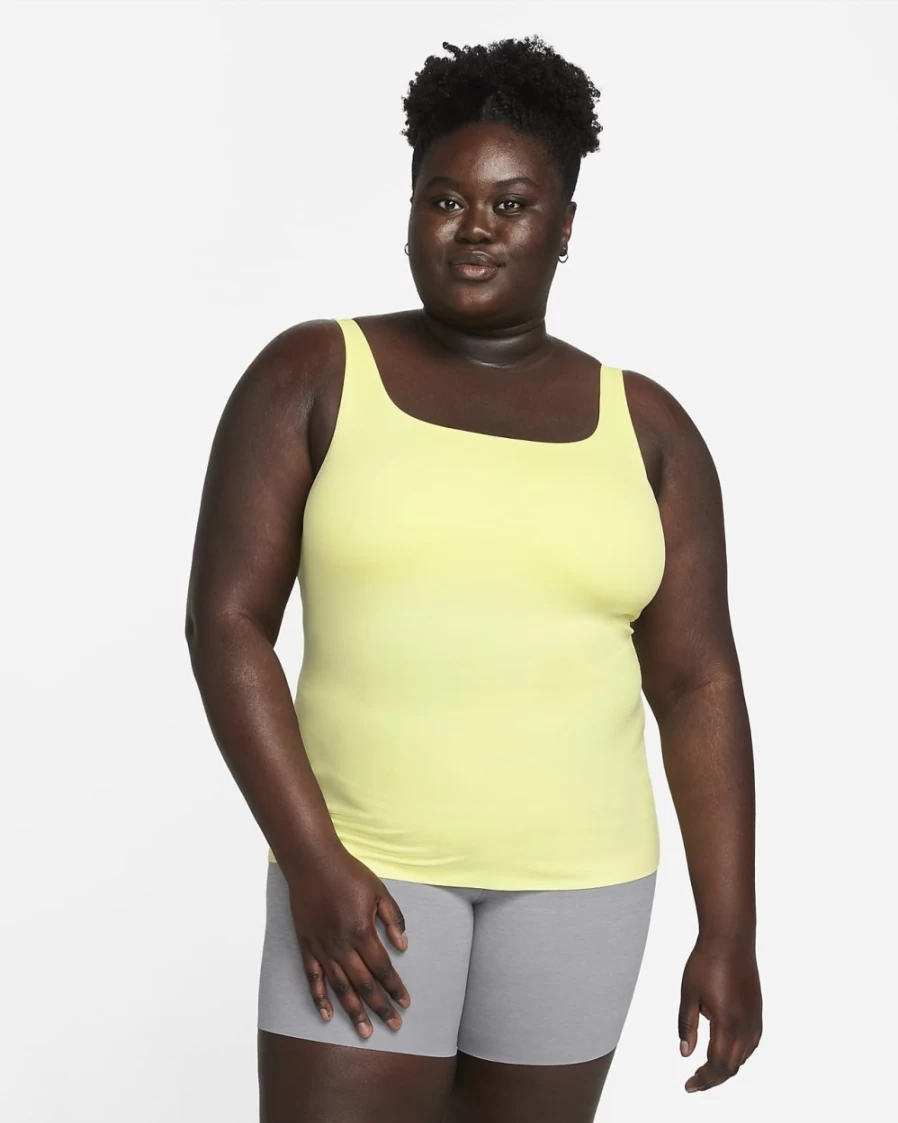 Nike Women's Plus Size Yoga Luxe Shelf-Bra Tank Top - Light Zitron/Grey Fog