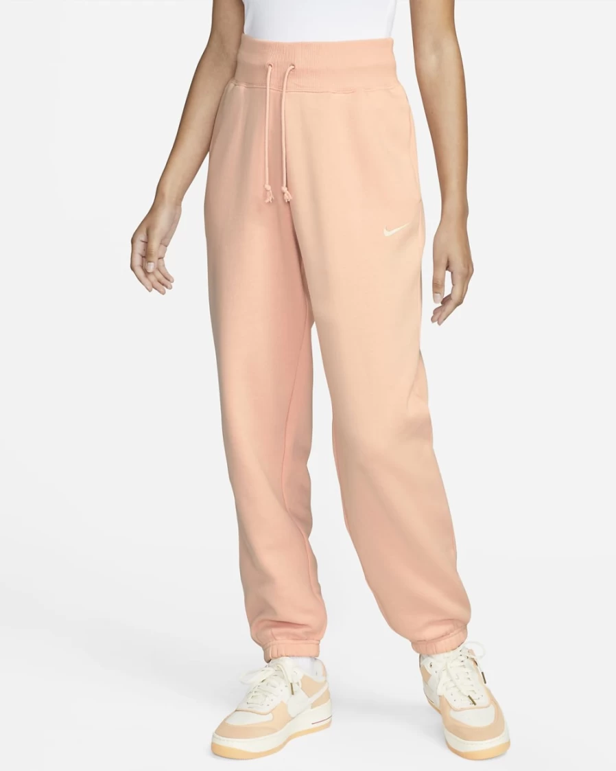 Nike Women's Arctic Orange/Sail High-Waisted Oversized Fleece Sweatpants - Phoenix Fleece Sportswear