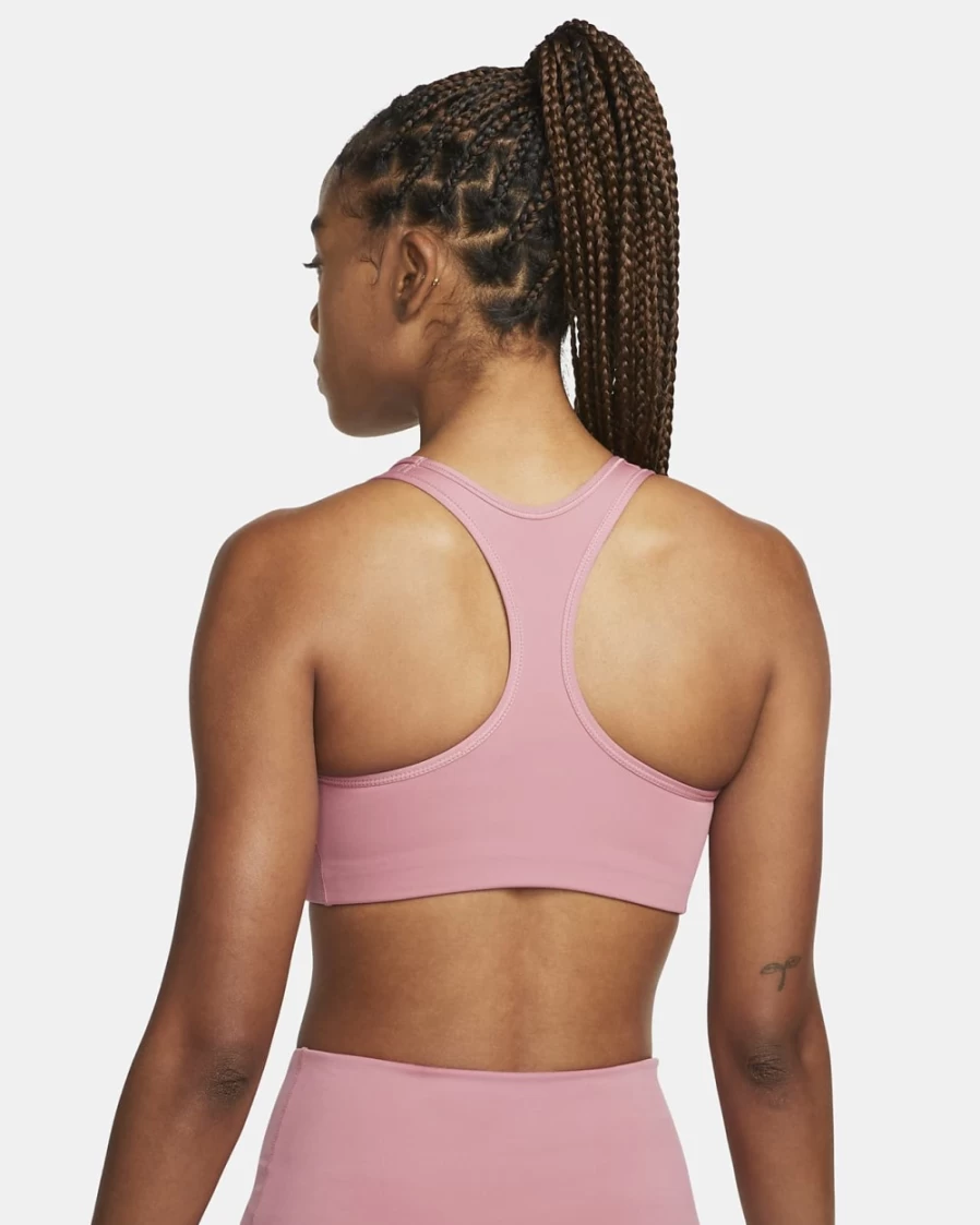 Nike Swoosh Women's Medium-Support Sports Bra 1-Piece Pad - Desert Berry/White