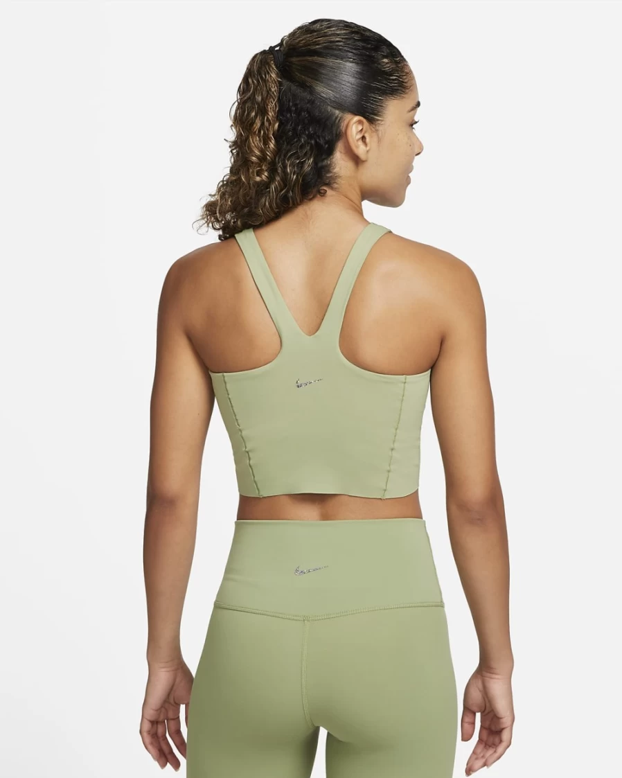 Nike Women's Oil Green Dri-FIT Luxe Shelf-Bra Cropped Yoga Tank Top