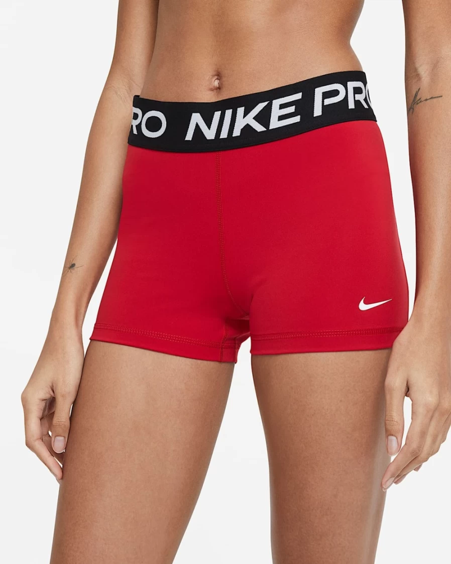 Nike Pro Women's 3" Shorts - Gym Red/Black/White - High-Performance Workout Shorts for Women