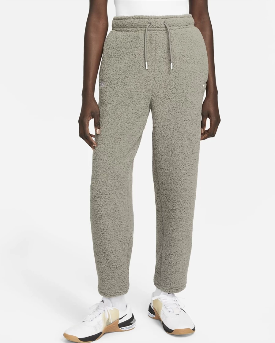 Nike Therma-FIT Women's Training Pants - Flat Pewter/White, Athletic Fleece Tights for Running & Workouts