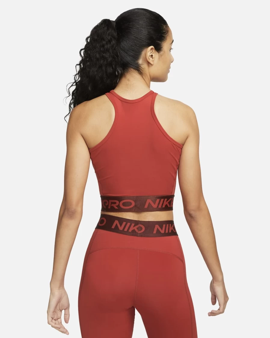 Nike Pro Dri-FIT Women's Cinnabar/Oxen Brown/Light Soft Pink Graphic Crop Tank Top