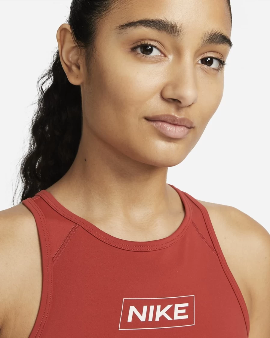 Nike Pro Dri-FIT Women's Cinnabar/Oxen Brown/Light Soft Pink Graphic Crop Tank Top