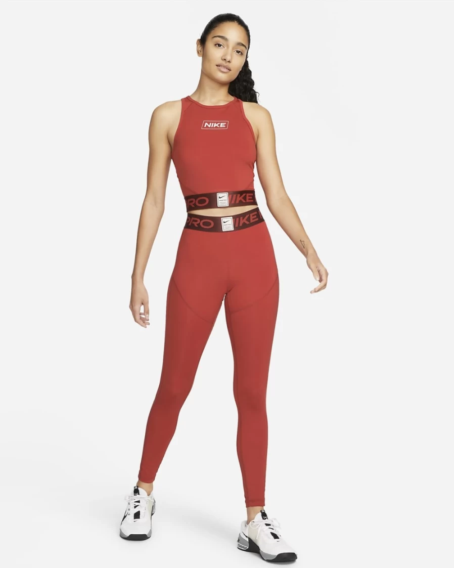 Nike Pro Dri-FIT Women's Cinnabar/Oxen Brown/Light Soft Pink Graphic Crop Tank Top