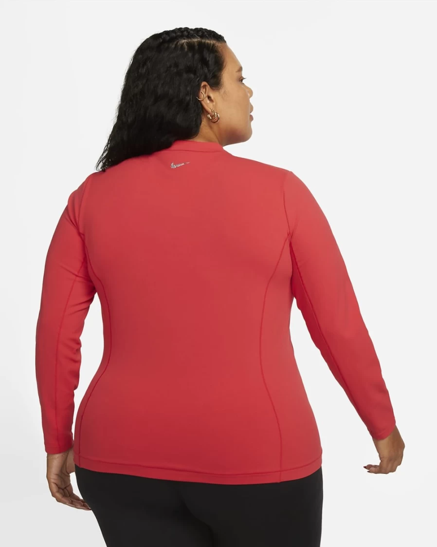 Nike Women's Plus Size Yoga Dri-FIT Luxe Fitted Jacket in University Red - Moisture-Wicking Workout Top