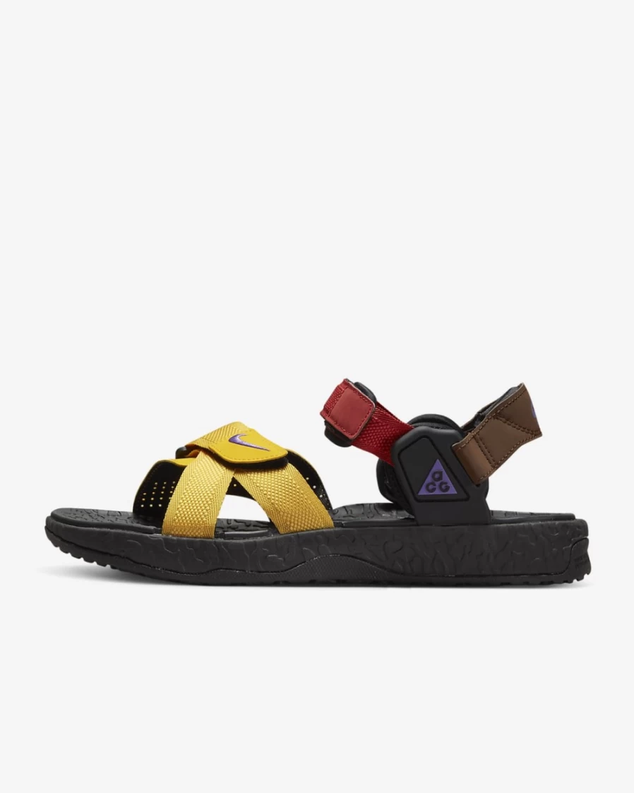 Nike ACG Air Deschutz+ Sandals for Men & Women - Solar Flare, Cinnabar, Cacao Wow, Action Grape Colors