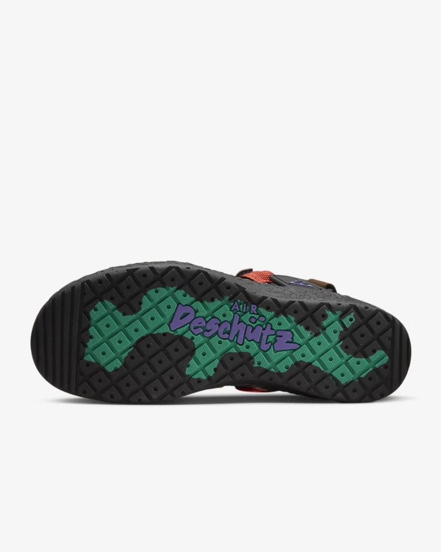 Nike ACG Air Deschutz+ Sandals for Men & Women - Solar Flare, Cinnabar, Cacao Wow, Action Grape Colors