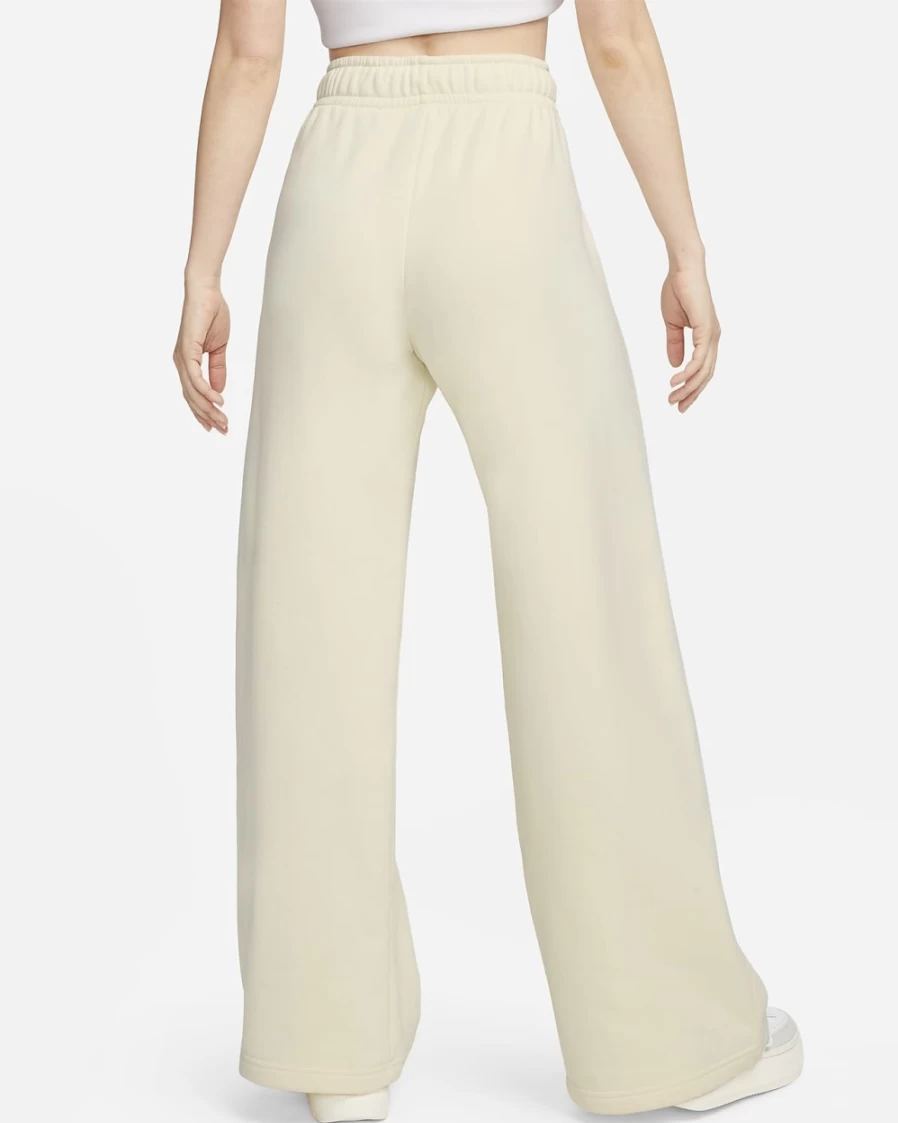 Nike Women's Coconut Milk & Black Club Fleece Wide-Leg Sweatpants | Mid-Rise Comfort
