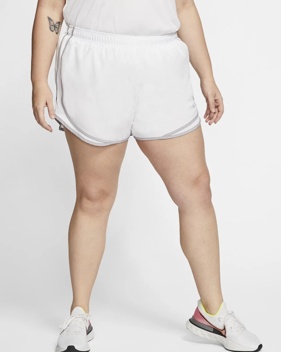 Nike Women's Plus Size Tempo Running Shorts - White, Atmosphere Grey, Wolf Grey