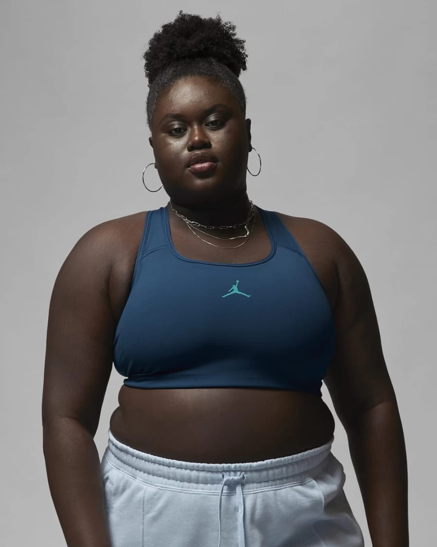Nike Jordan Jumpman Women's Medium-Support Sports Bra - Valerian Blue/New Emerald - Plus Size