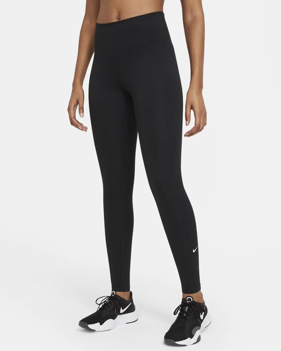 Nike One Women's Mid-Rise Leggings - Black/White Fitness Yoga Workout Pants