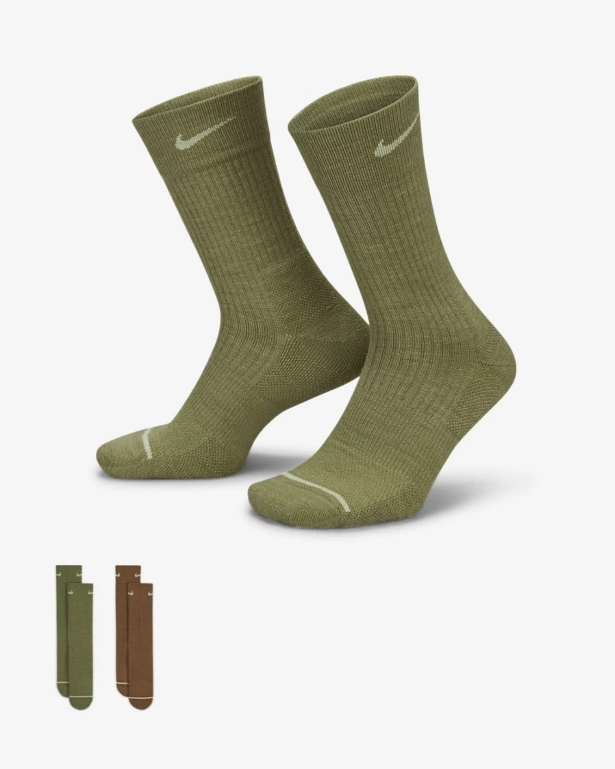Nike Unisex Multi-Color Cushioned Crew Socks 2-Pack - Everyday Comfort Athletic Socks