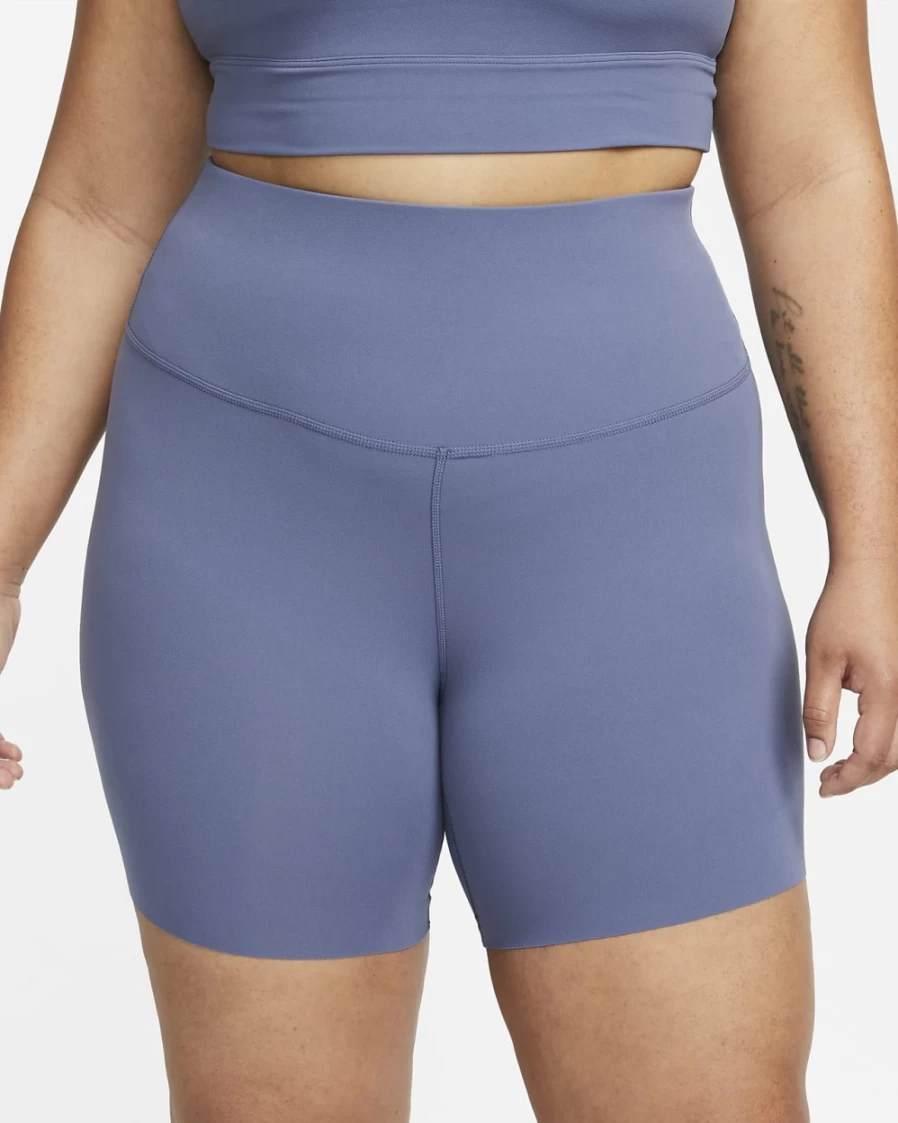 Nike Yoga Luxe Women's Plus Size Shorts in Diffused Blue & Obsidian Mist