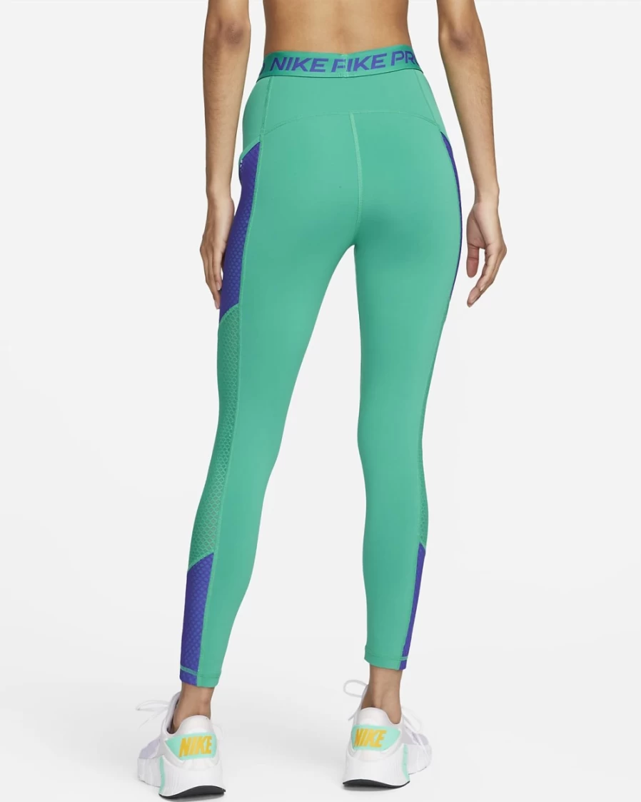 Nike Pro Women's High-Waisted 7/8 Leggings with Pockets - Neptune Green/Lapis/Lapis