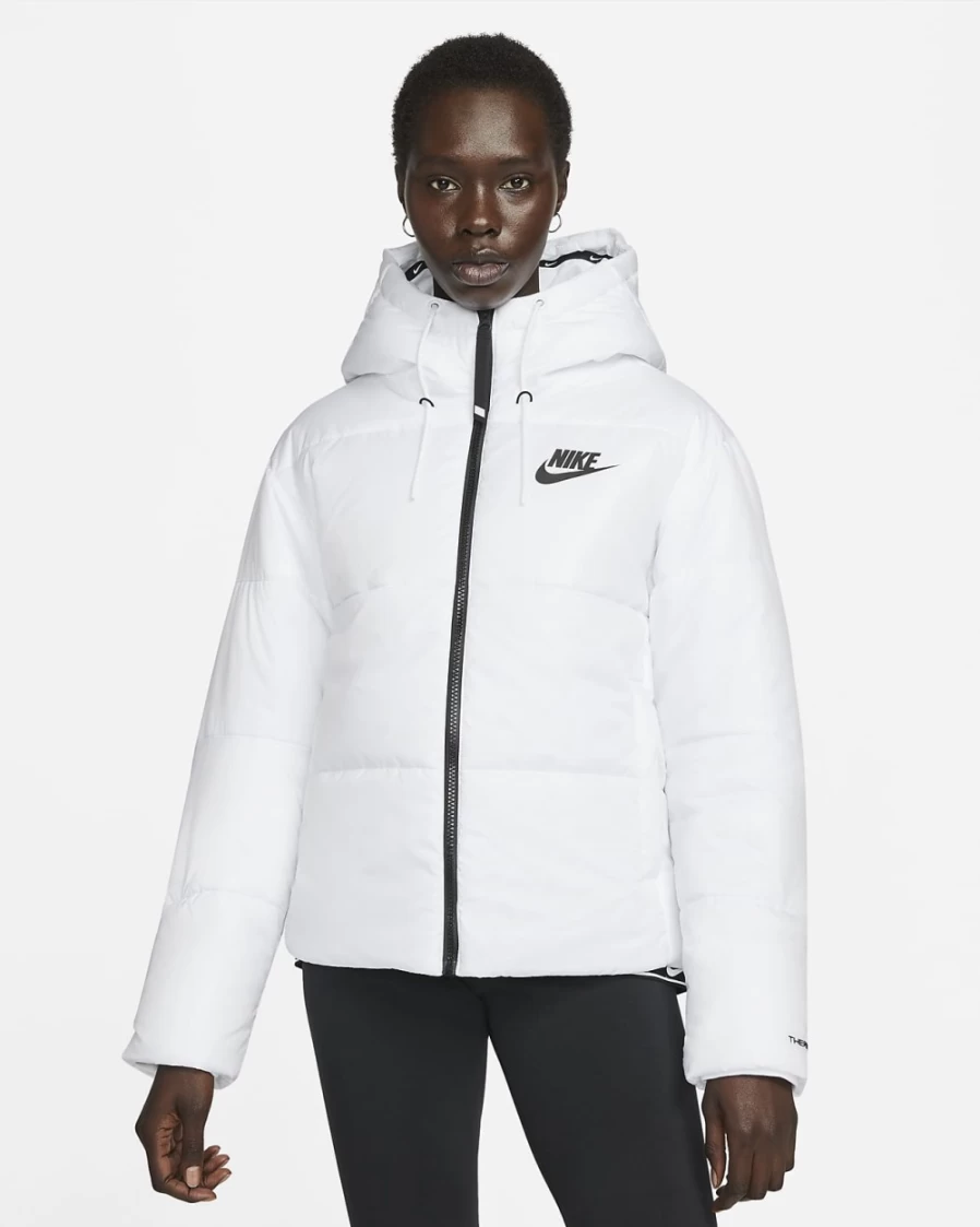 Nike Therma-FIT Repel Water-Resistant Women's Running Jacket - White/Black Windproof Training Coat