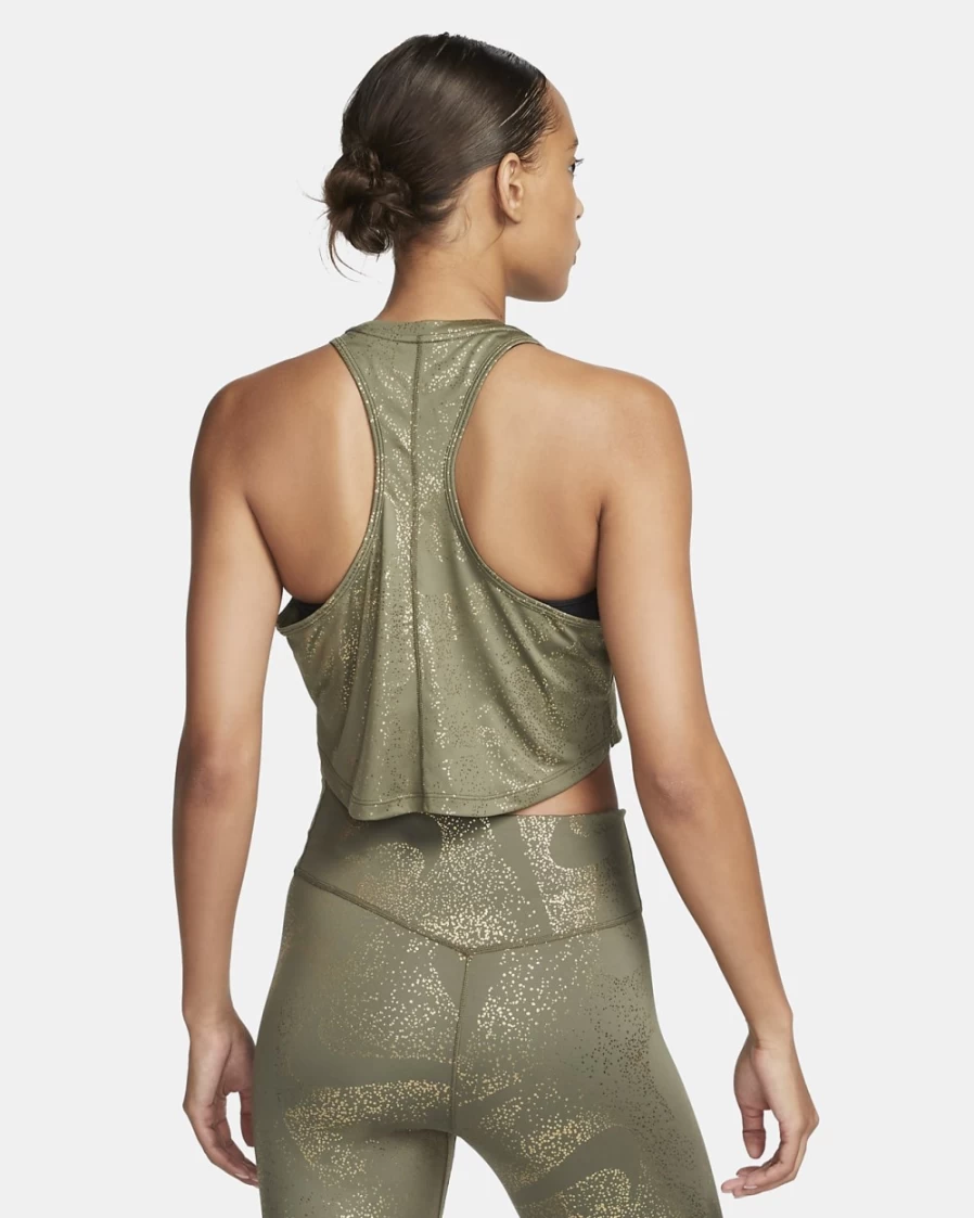Nike Dri-FIT One Women's Medium Olive/Black Printed Workout Tank Top for Training