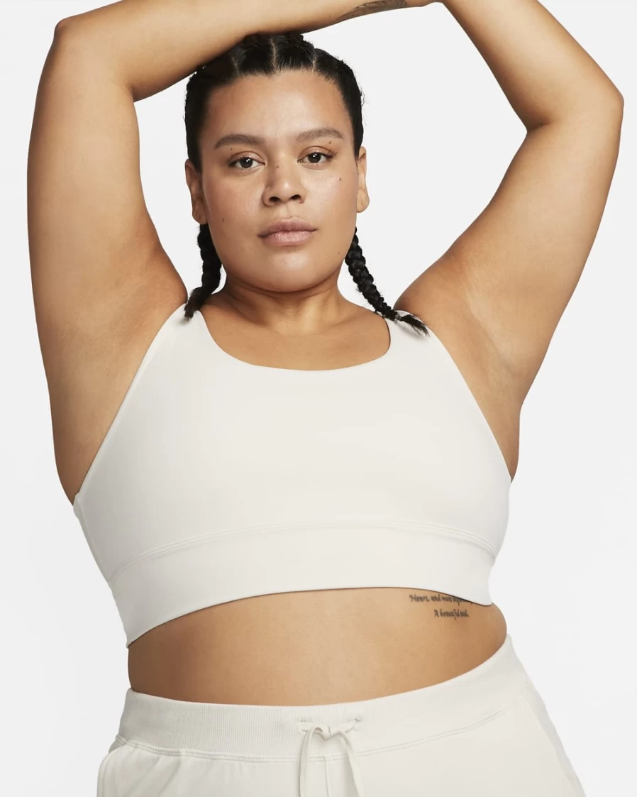 Nike Alate Solo Women's Light-Support Longline Sports Bra - Light Orewood Brown/Particle Grey - Plus Size Non-Padded Workout Top
