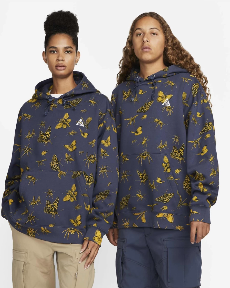 Nike ACG Therma-FIT Thunder Blue Allover Print Hoodie for Men & Women | Summit White & Black Details