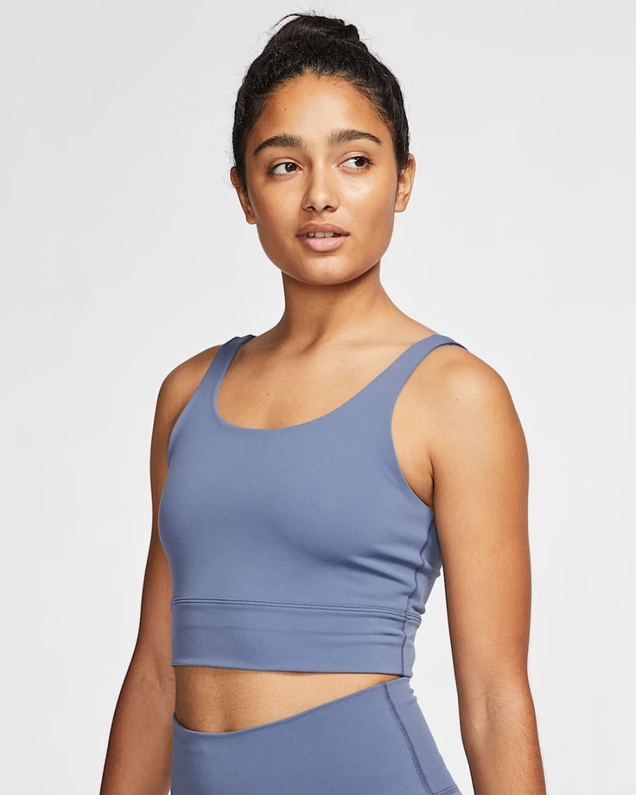 Nike Women's Infinalon Yoga Crop Top - Diffused Blue & Obsidian Mist - Luxe Workout Tank