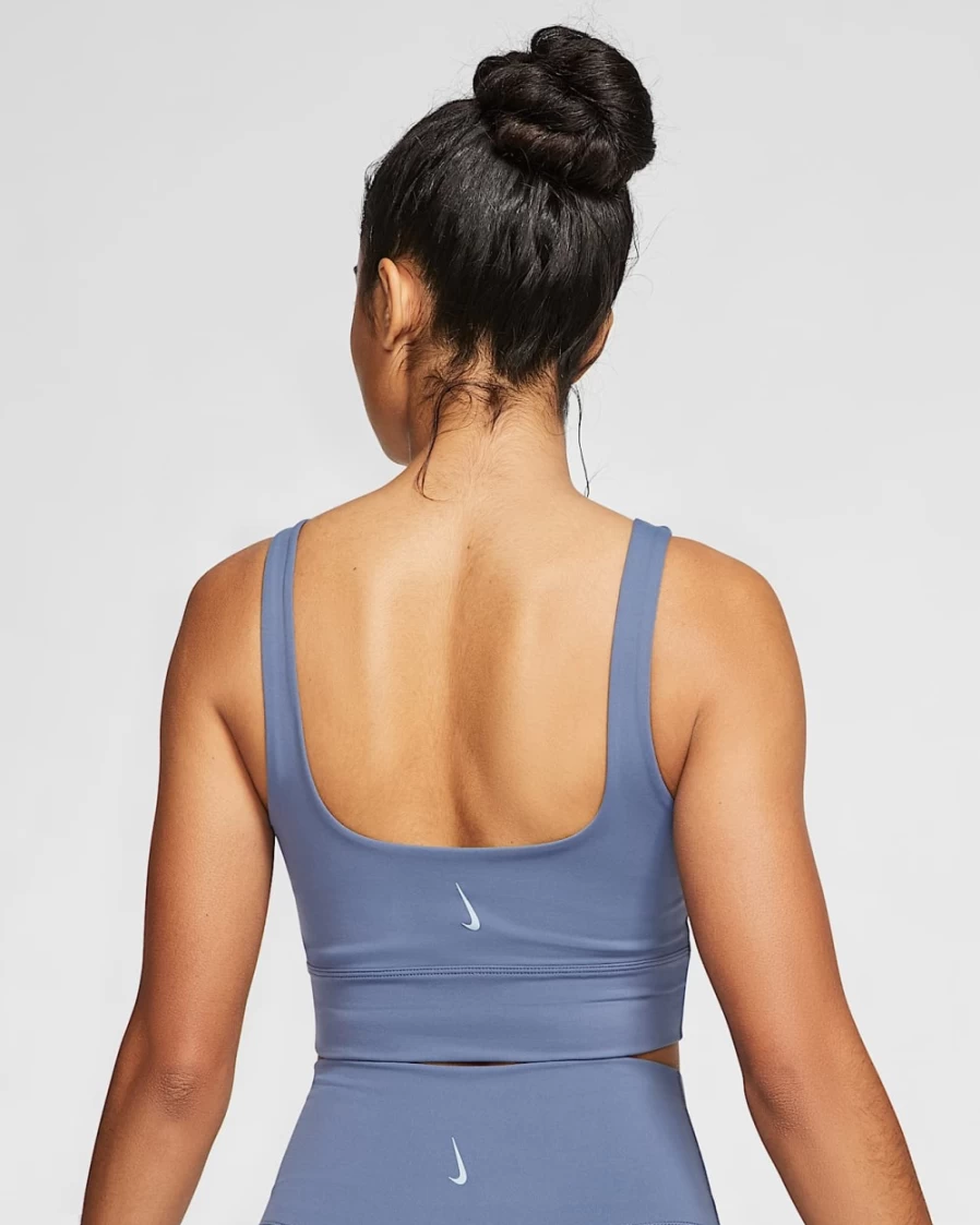 Nike Women's Infinalon Yoga Crop Top - Diffused Blue & Obsidian Mist - Luxe Workout Tank