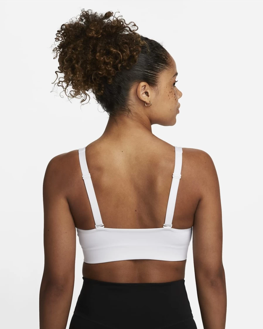 Nike Women's Indy Plunge Cutout Medium-Support Sports Bra - White/Photon Dust Padded Workout Top