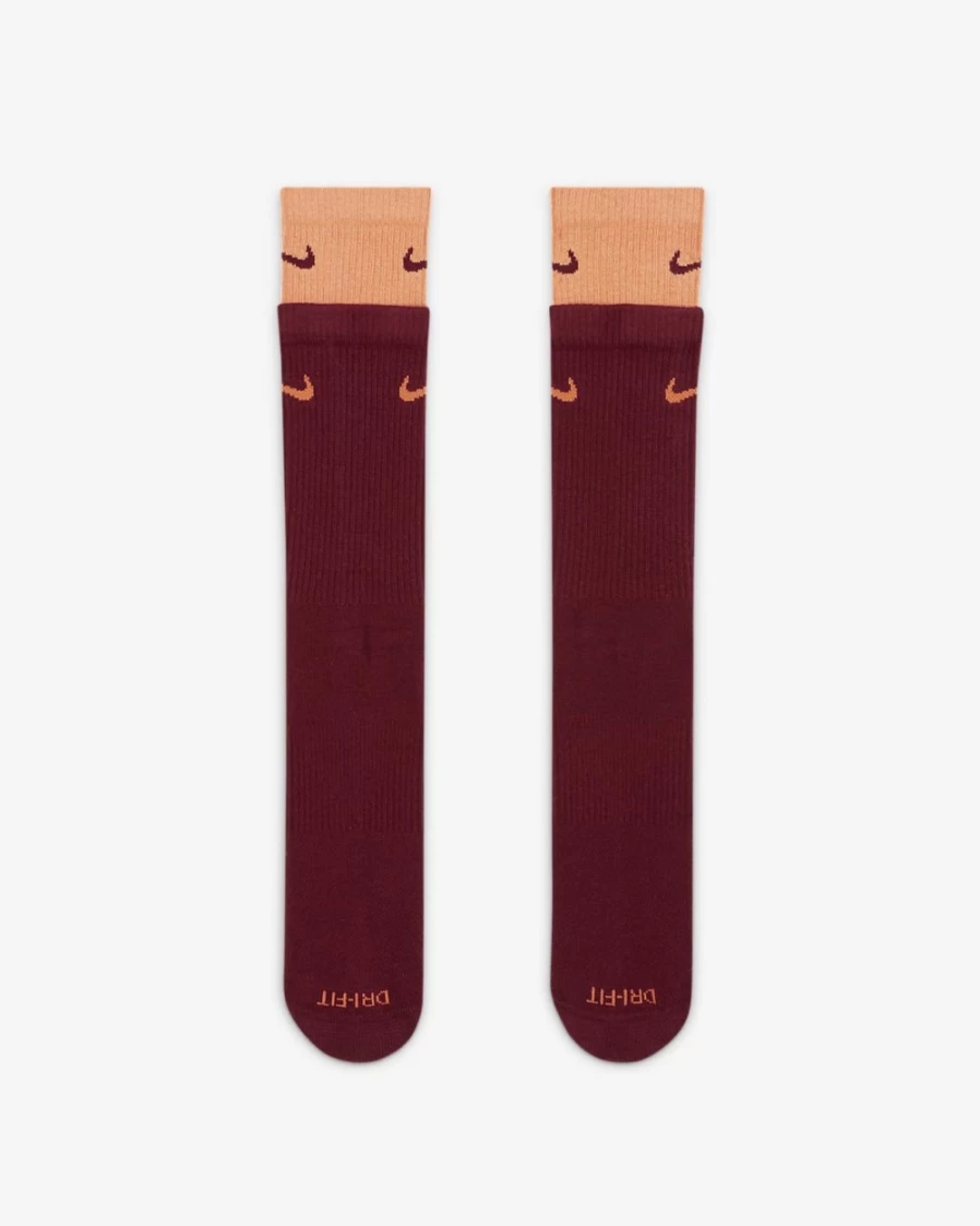 Nike Everyday Plus Cushioned Crew Socks for Men & Women - Dark Beetroot/Orange Trance Training Socks