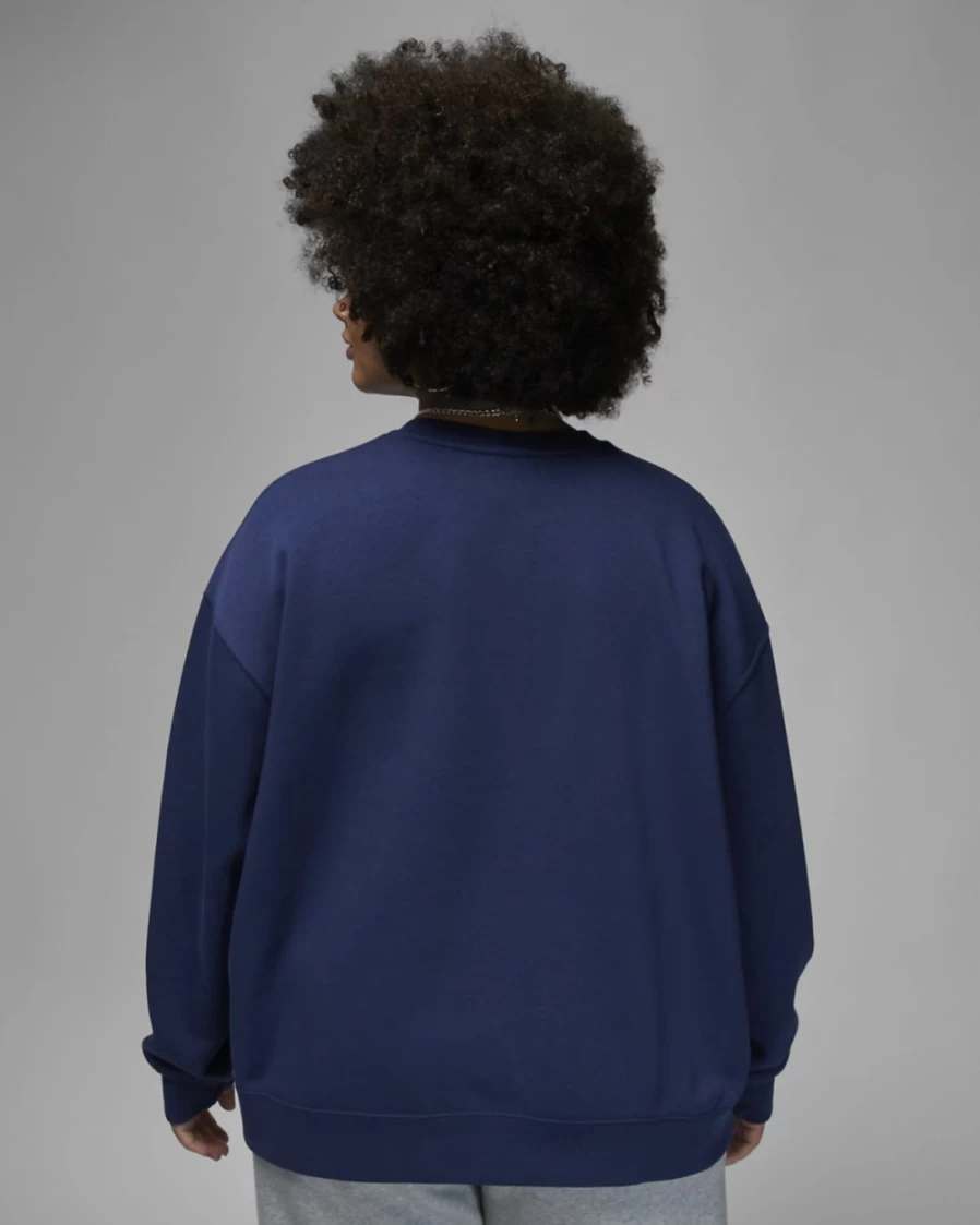 Nike Jordan Brooklyn Women's Plus Size Fleece Crewneck Sweatshirt in Midnight Navy/White