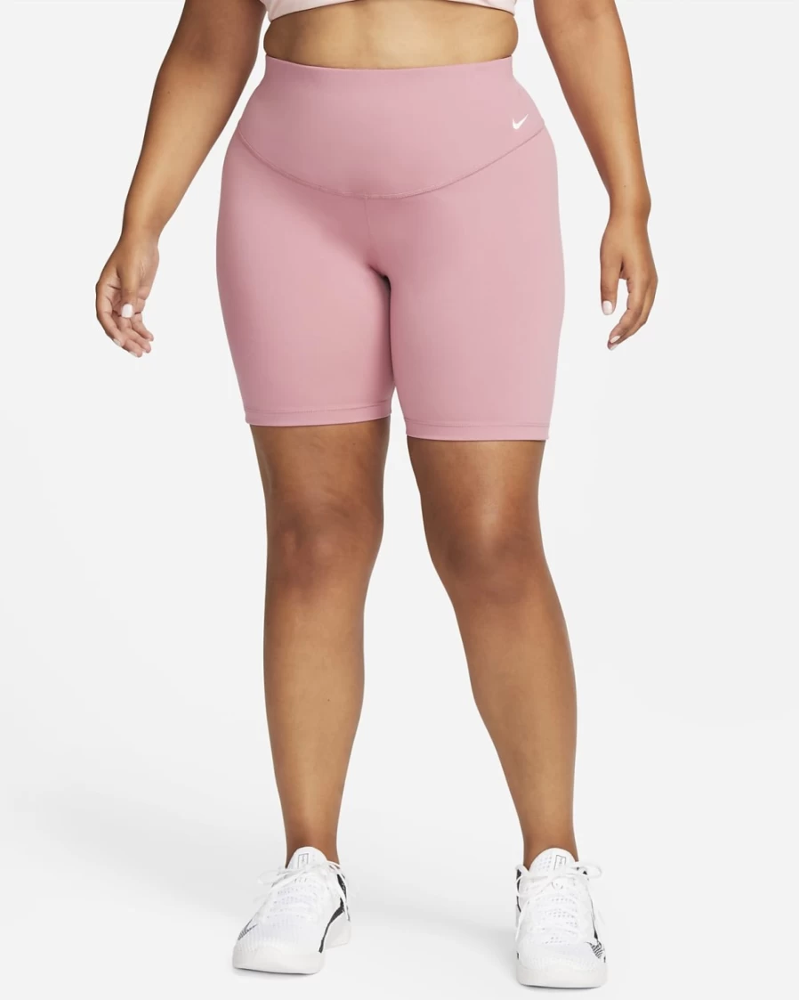 Nike Women's Desert Berry/White Mid-Rise 7" Bike Shorts - Plus Size Activewear