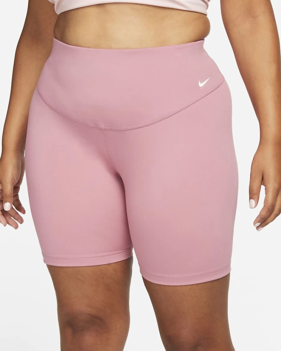 Nike Women's Desert Berry/White Mid-Rise 7" Bike Shorts - Plus Size Activewear