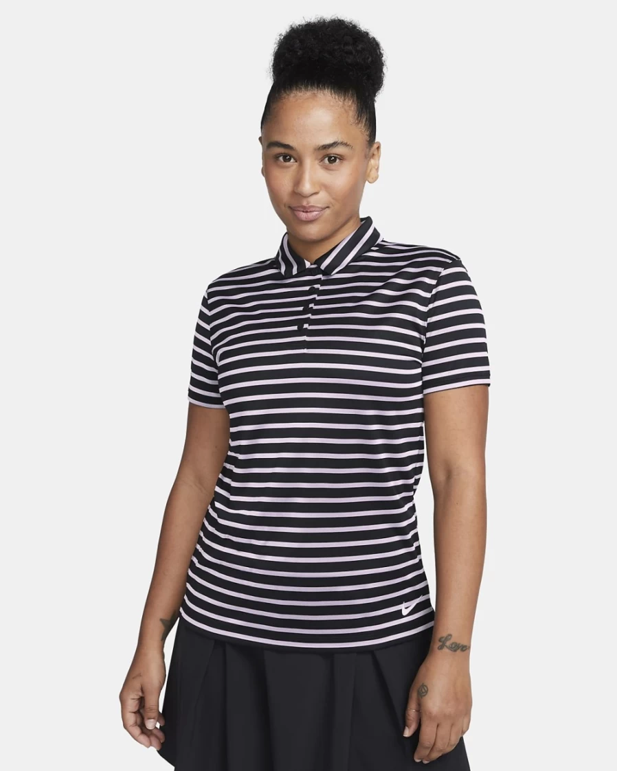 Nike Dri-FIT Victory Women's Black & White Striped Golf Polo Shirt