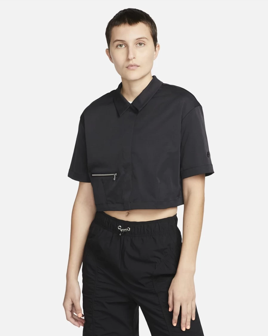 Nike Dri-FIT Tech Pack Women's Woven Polo Shirt - Black/Black - Sportswear for Women