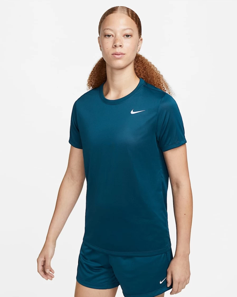 Nike Dri-FIT Women's Valerian Blue/White Moisture-Wicking Fitness T-Shirt