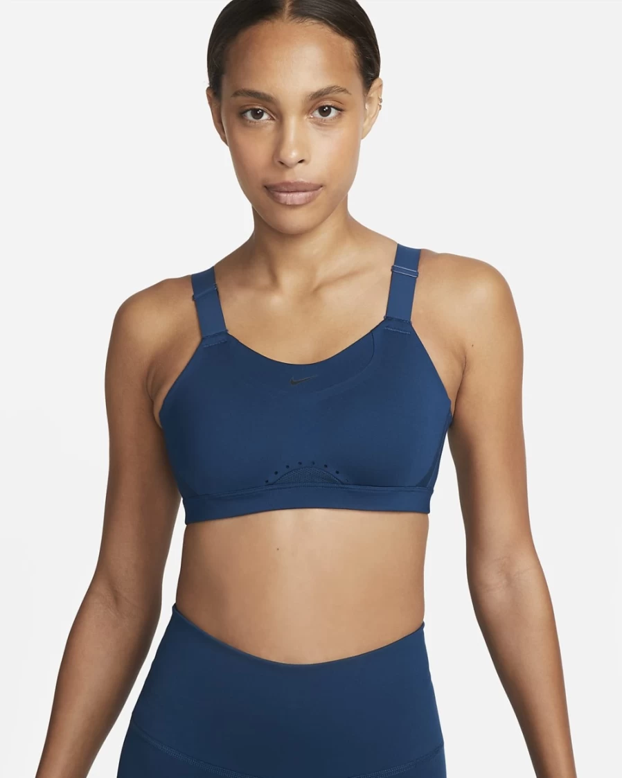 Nike Alpha Women's High-Support Sports Bra - Adjustable Padded Design in Valerian Blue/Black