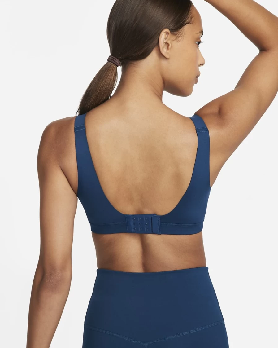 Nike Alpha Women's High-Support Sports Bra - Adjustable Padded Design in Valerian Blue/Black