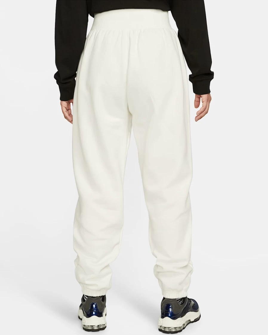 Nike Women's High-Waisted Oversized Sweatpants - Phoenix Fleece Joggers in Sail/Black