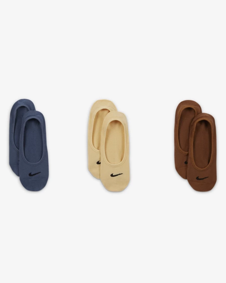 Nike Women's Multi-Color Lightweight Training Socks 3-Pack - Breathable Everyday Footie Socks for Workouts & Athletic Performance