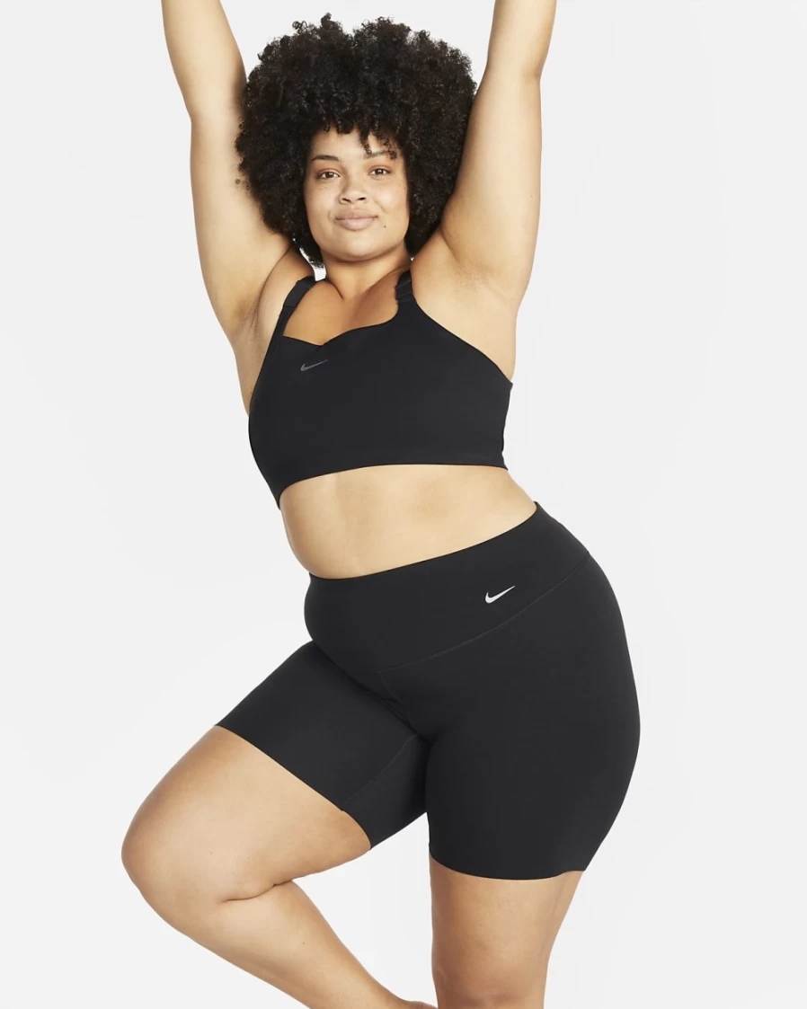 Nike Zenvy Women's High-Waisted 8" Biker Shorts - Plus Size Gentle-Support in Black/Black