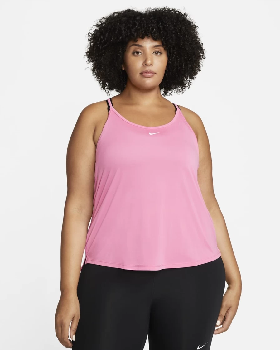 Nike Dri-FIT One Elastika Women's Plus Size Tank Top - Pinksicle/White, Moisture-Wicking & Comfortable Workout Shirt
