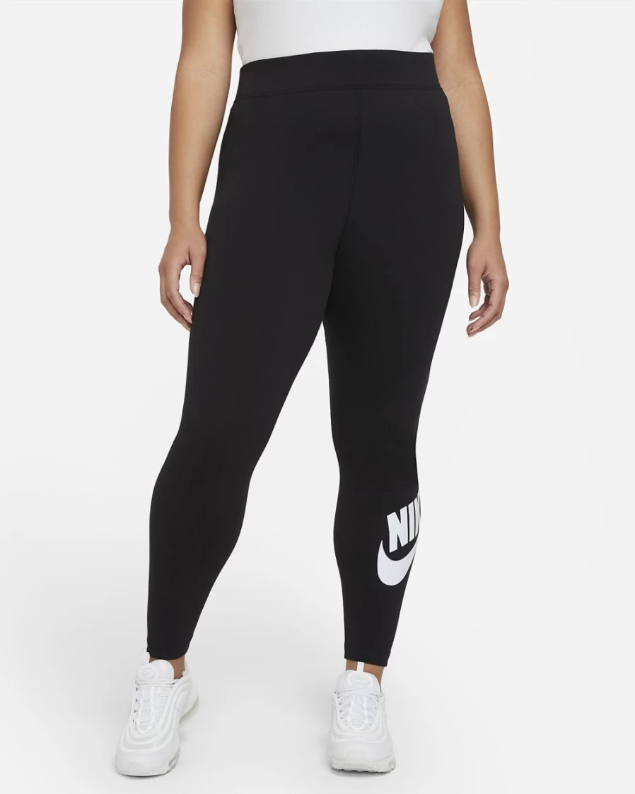 Nike Women's High-Waisted Essential Leggings - Plus Size Black/White Sportswear